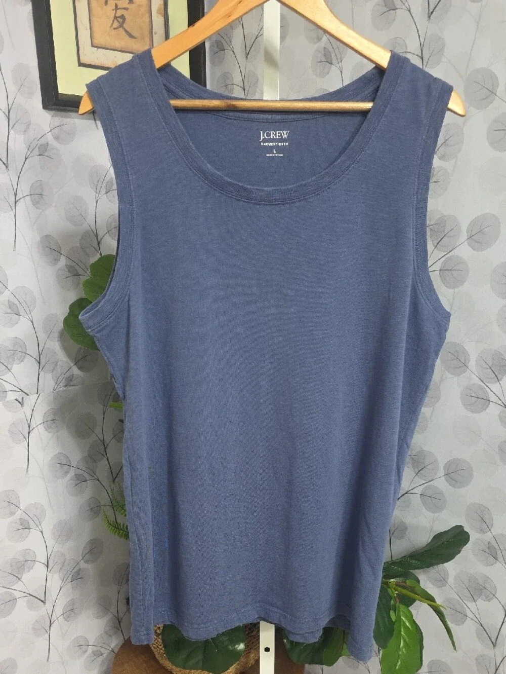J.Crew Men’s Garment-Dyed Muscle Tank Top- Large Blue